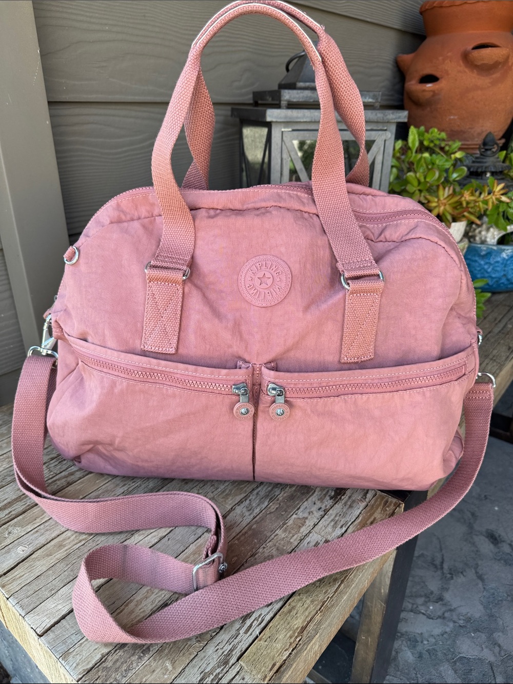 Kipling Large Weekender Duffle Bag Rose pink Travel Vacation Canvas lightweight